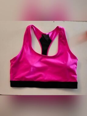 RISE by LuLaRoe Pink & Black Sports Bra SOFT Racerback Mesh  XL